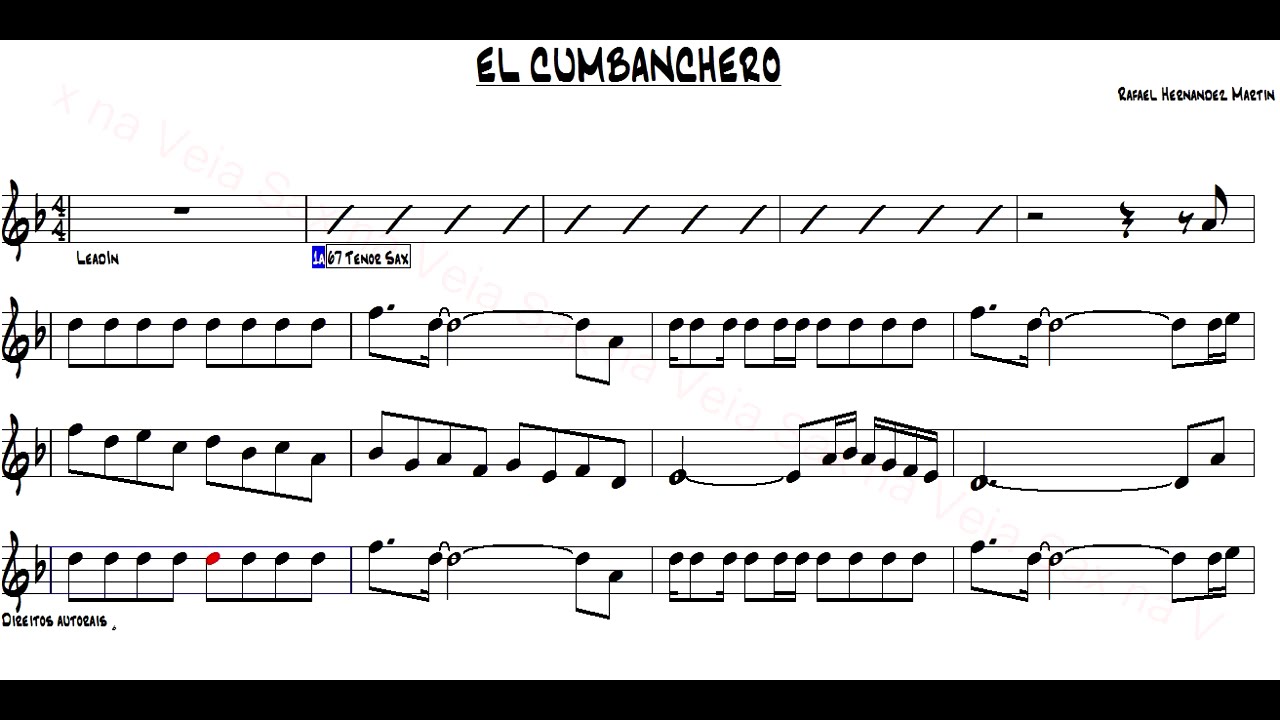 El Cumbanchero Sax Tenor - Playback partitura(score)