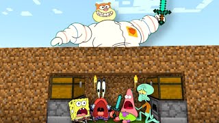 Minecraft Speedrunner Spongebob, Squdward, Patrick, Mr Krabs Vs Hunters Sandy