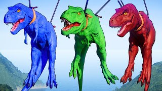 T-Rex vs NEW Triceratops vs Spinosaurus Dinosaurs Fighting Dino Color Pack Jurassic World Evolution