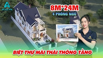 2 TỶ 600 TRIỆU TRỌN GÓI mẫu biệt thự MÁI THÁI 2 TẦNG tân cổ điển  - ACHI 21323