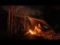 Solo Tarp Camping - Bushcraft Food and Rain in the Backwoods