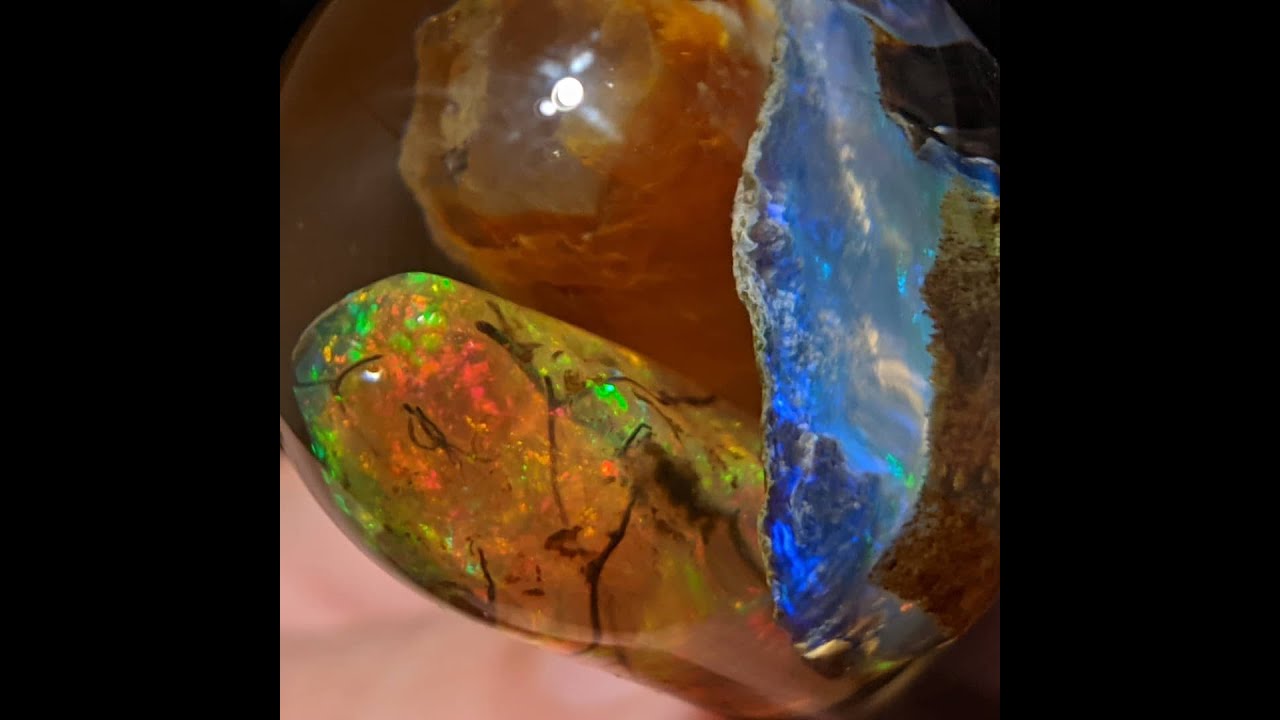 "Fire and Ice" Opal Specimen Display 1 Volcanic Opal Limbcasts