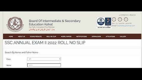 BISE Kohat SSC 9th & 10th Class Annual Exams-II Roll Number Slips 2022