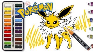 HOW TO DRAW JOLTEON ★ COLORING POKEMON ★ PAINTING FOR CHIILDREN