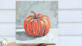 Acrylic Painting Tutorial | How to Paint a Pumpkin on Canvas