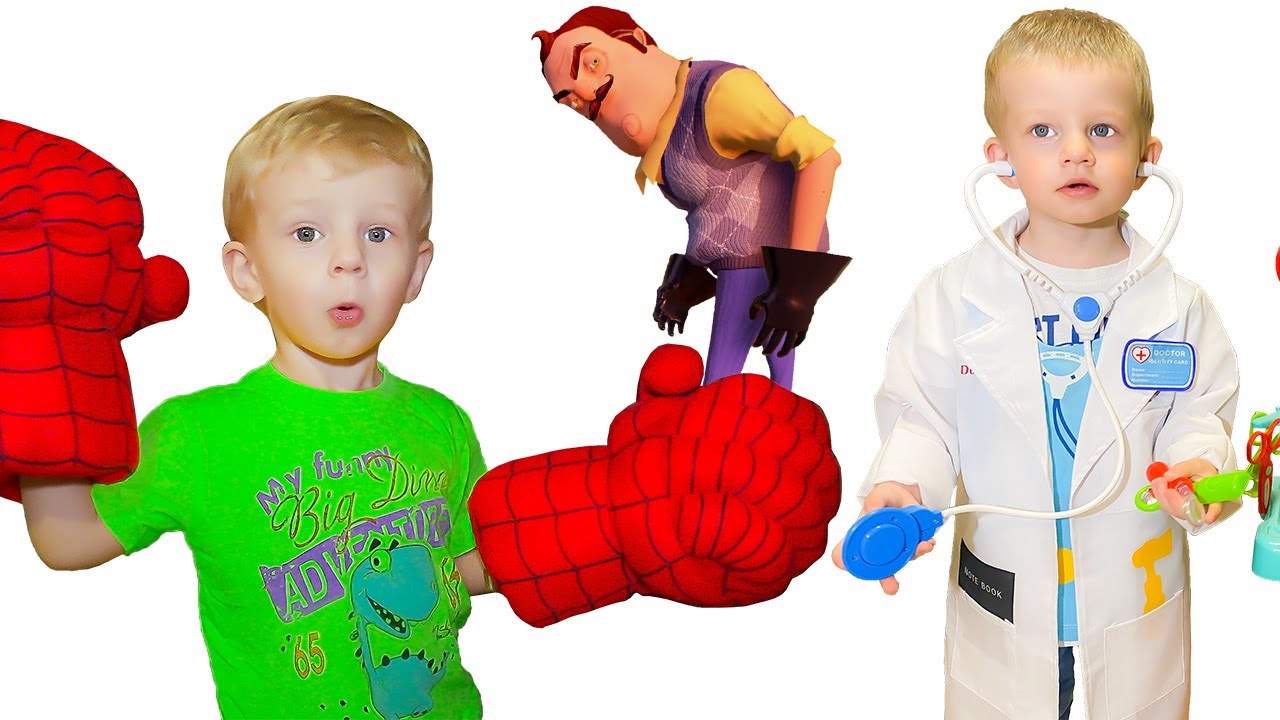 Nazavrik plays with cars and learns colors! The baby is like a doctor! Hello Neighbor came to baby!