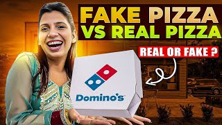 Real Vs Fake DOMINOS pizza FOOD challenge !! *SHOCKED* 😱