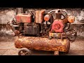 Antique Industrial Air Compressor Engine Restoration - Restore high pressure air compressor engine