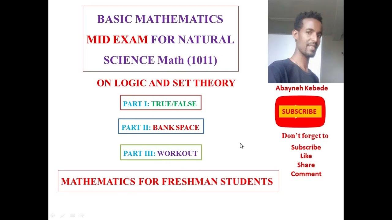 Maths Mid Exam for Freshman Students Logic and Set Theory Math