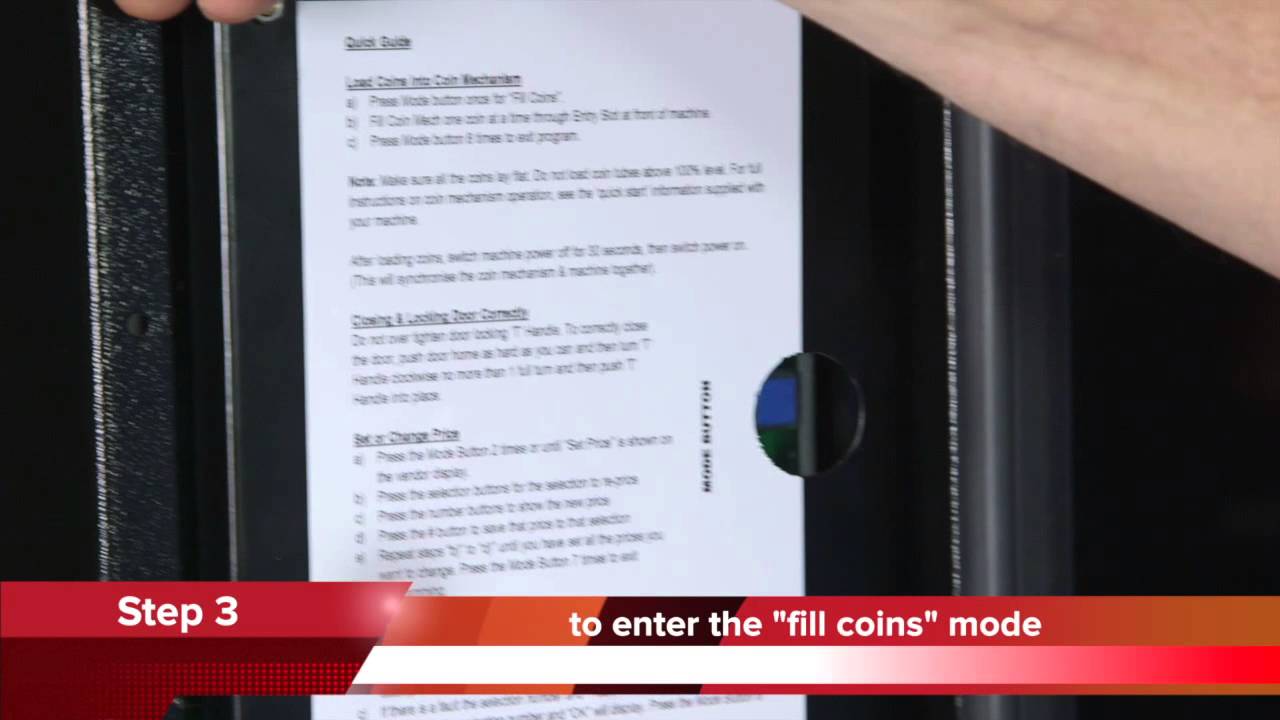 Plus Fitness - How to fill a Currenza coin mechanism on a standard Sorrento vending machine