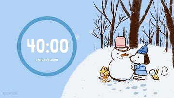 Study With Me | Pomodoro 40/10 x 5 | Snowman, Winter Lofi, No Mid Ads