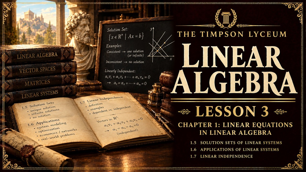 Solution & Applications of Linear Systems and Linear Independence – Lecture 3 (Linear Algebra)