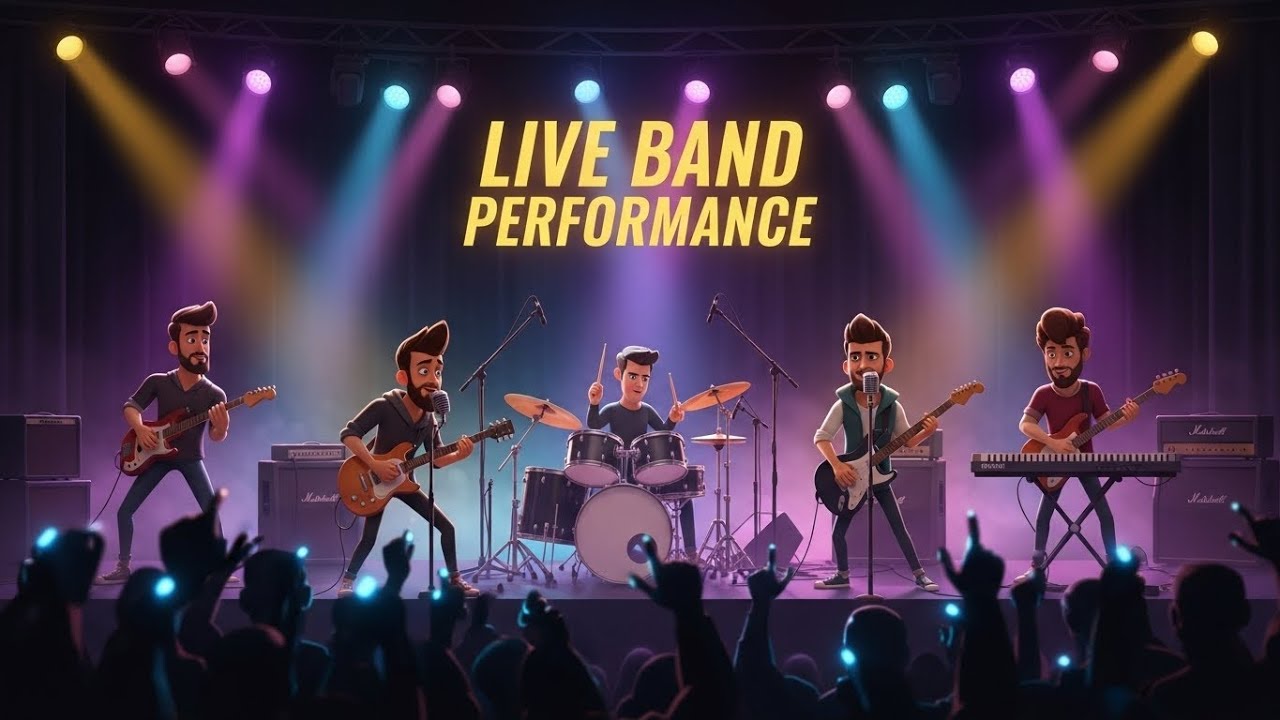 Music Animation | Live Band Performance on Stage |  2D Animation Concert
