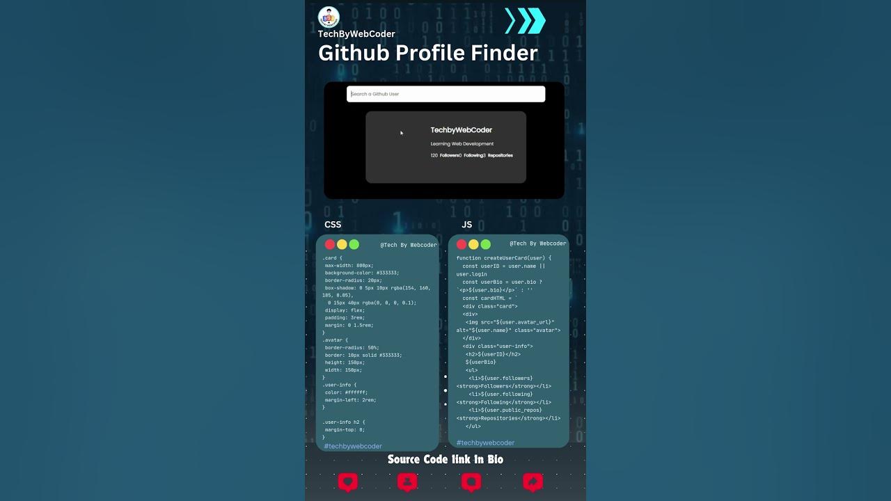 GitHub Profile Finder Using Html,Css & Javascript|| Source Code Link In ...