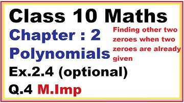 Ex..2.4 (Optional) (Q.4) Chapter:2 Polynomials | Ncert Maths Class 10 | Cbse.