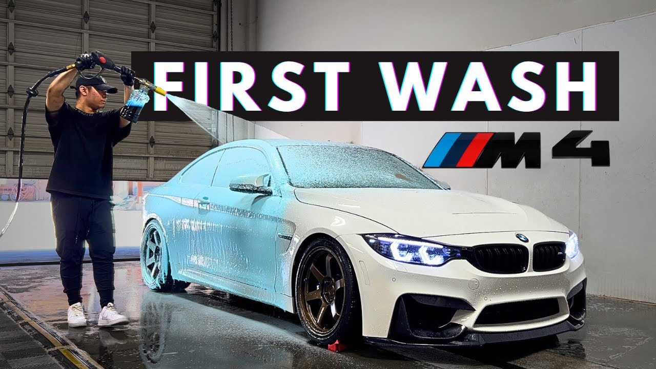 Dirty BMW F82 M4 First Foam Wash Exterior Auto Detailing (Satisfying
