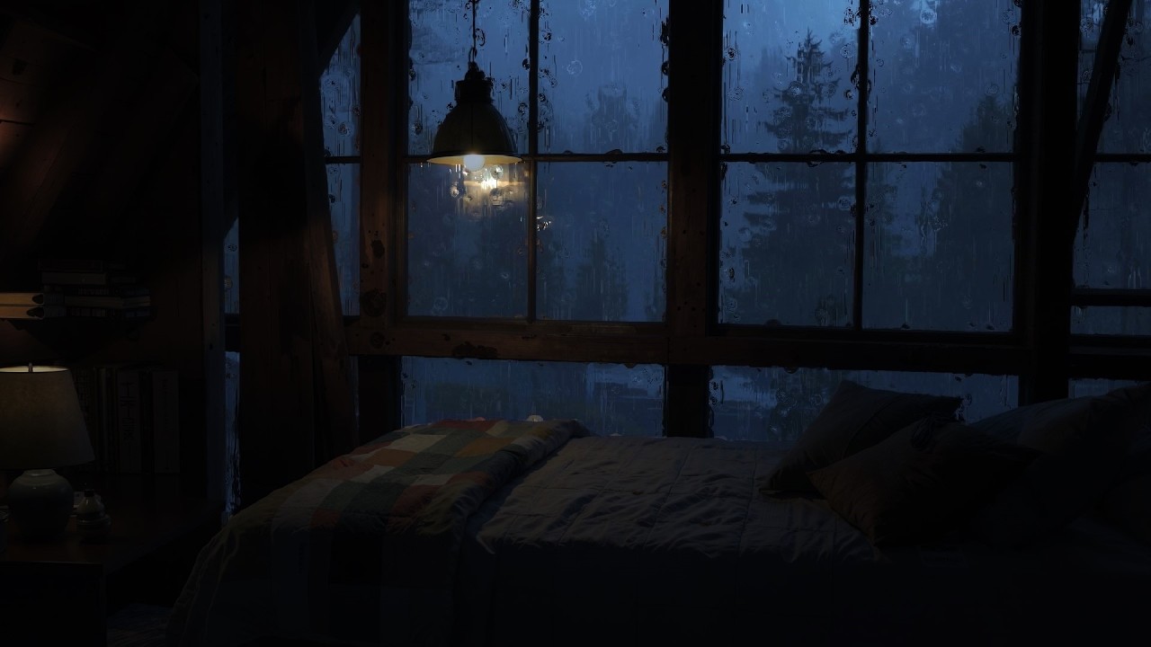 Rain in the bedroom for sleeping - Immerse yourself in silence and fall asleep
