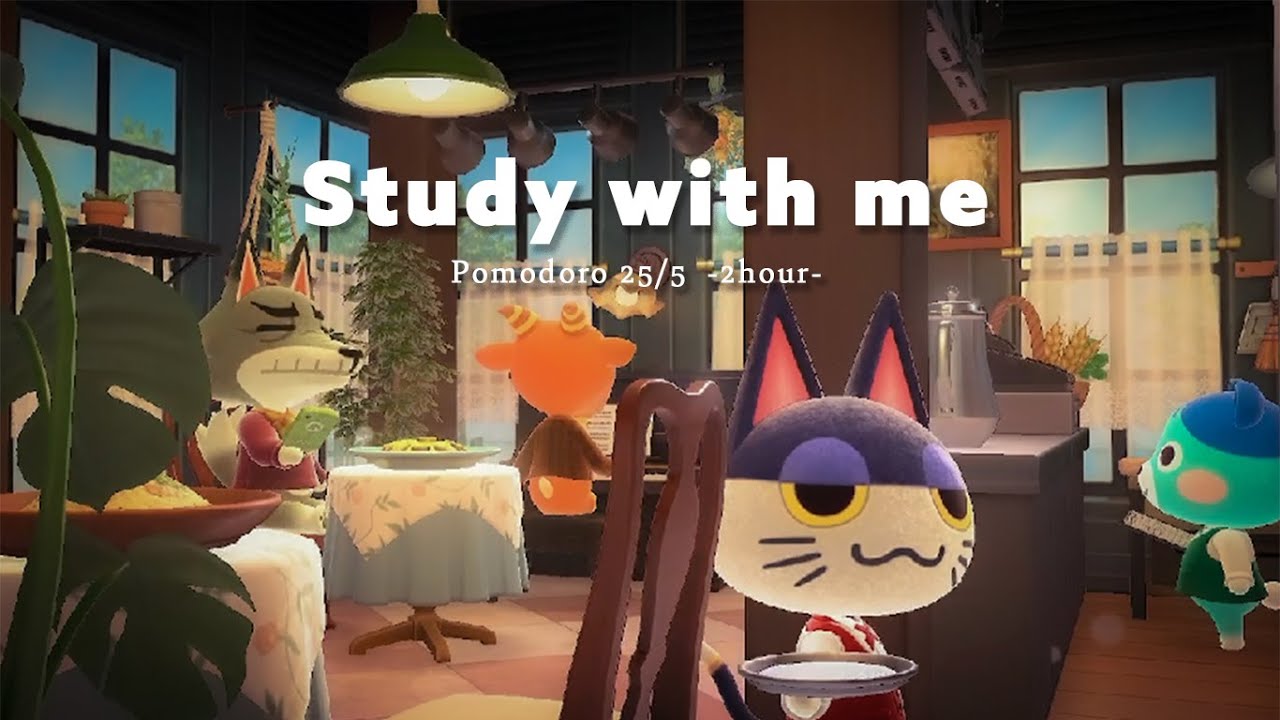 【 あつ森 】 午後のレストランで勉強✍🏻｜ポモドーロタイマー2時間『 25min / 5min 』｜作業用・勉強BGM｜study with me｜2hour