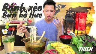 mukbangcookbang With Thien Vietnamese Crepes banh Xeo And Spicy Beef Noodle Soup bun Bo Hue