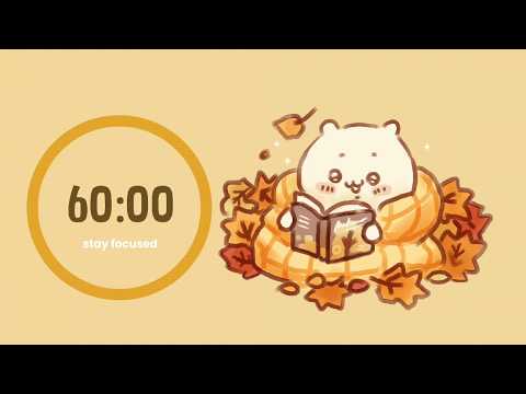 60 Minute Timer: 1 Hour Study with Me 🍂 Chiikawa's Cozy Autumn, Lofi, No Mid Ads, No AI