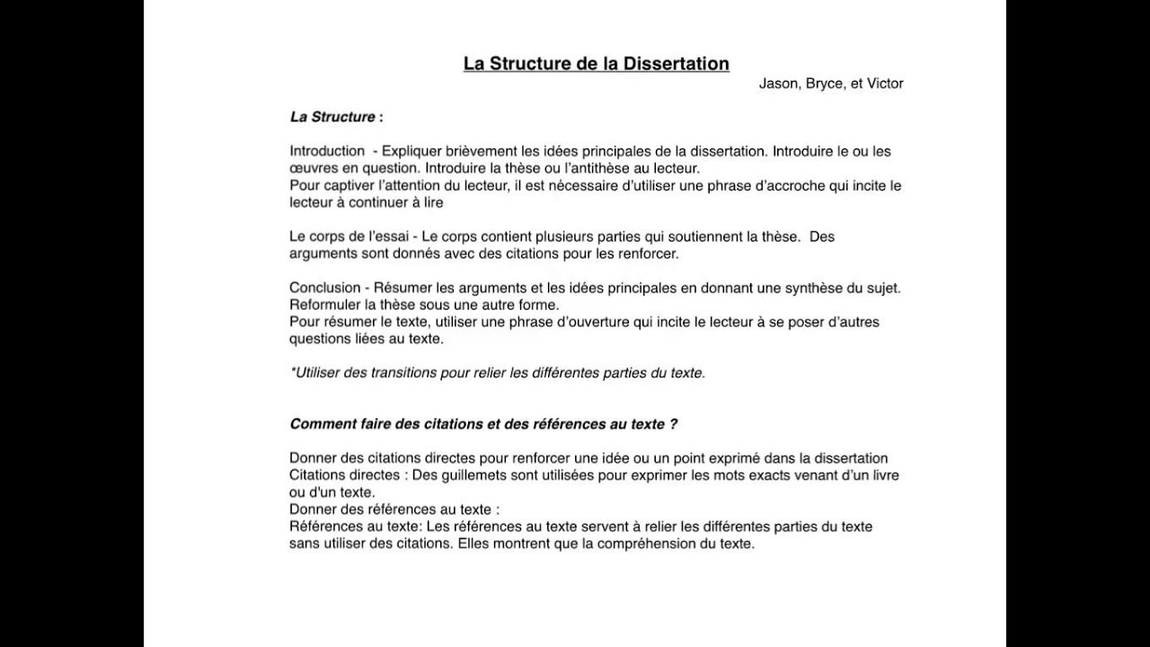 la structure de la dissertation