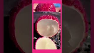 Clean split as ripe lychee is cut open without peeling. 🍒✨ #fruit #prep #shorts