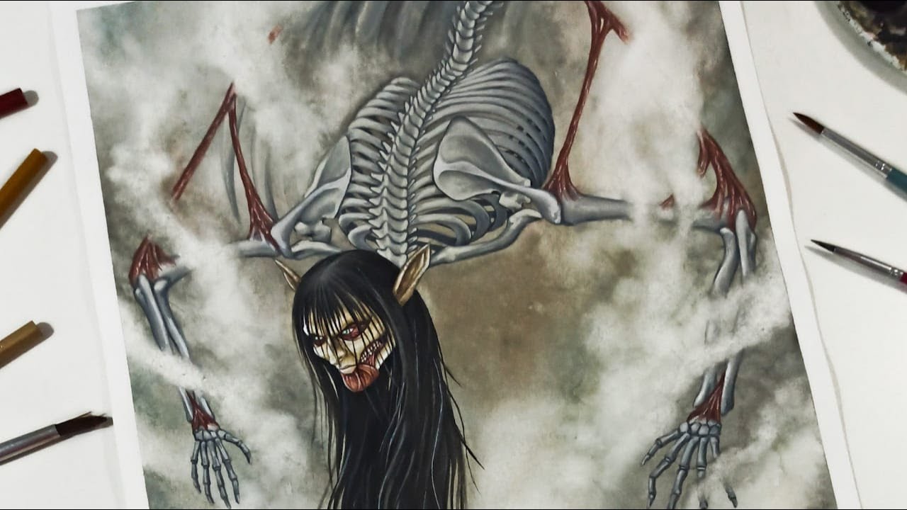 Speed Drawing Attack On Titan Eren Founding Titan Aquarela Watercolor Speedpaint Youtube