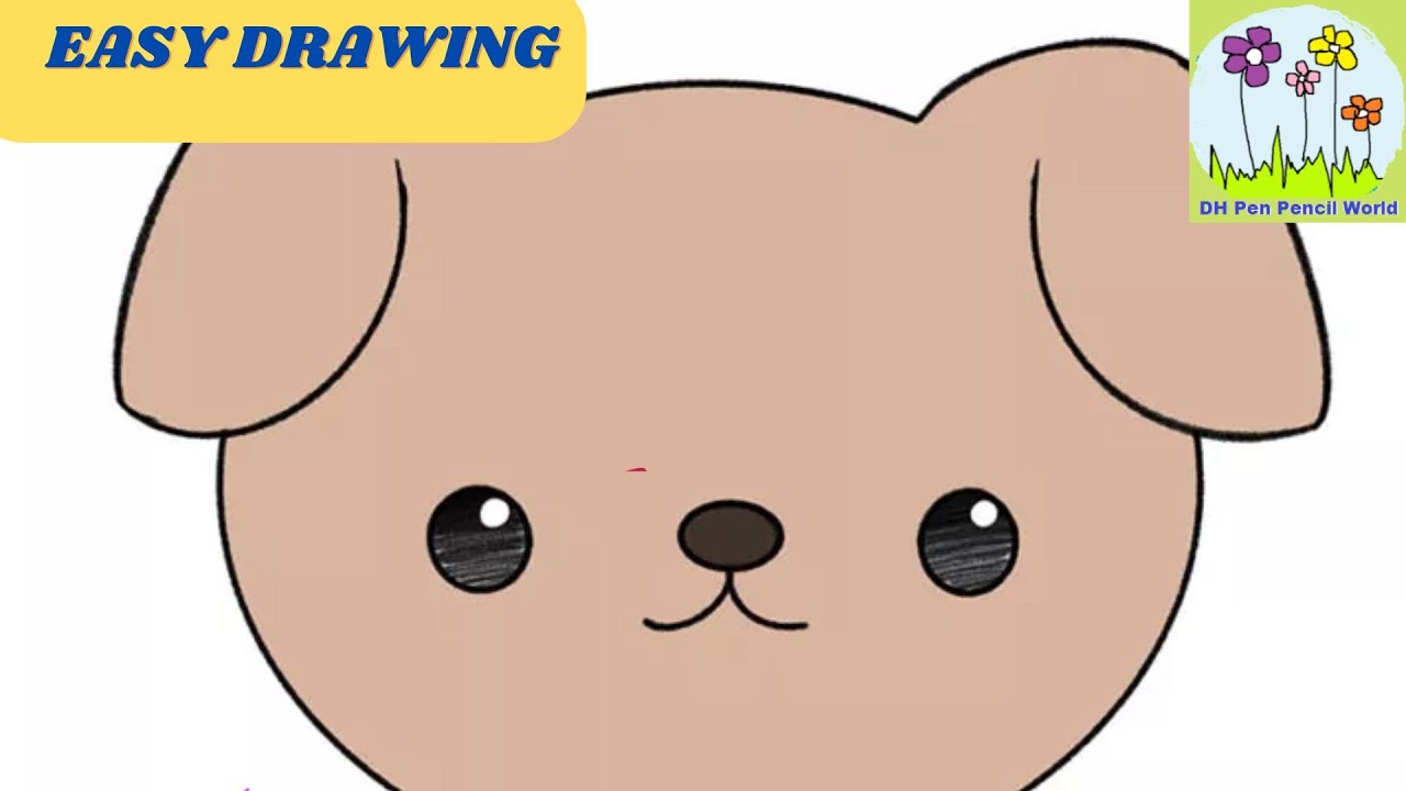 How to Draw Very Cute Puppy Face For Kids Easy drawing for kids