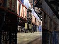 Dropping pallets like crazy on a reach truck Forklift