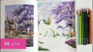 (8/13) Coloring the grass of the Clocktower Cottage in Posh: Thomas Kinkade | Live