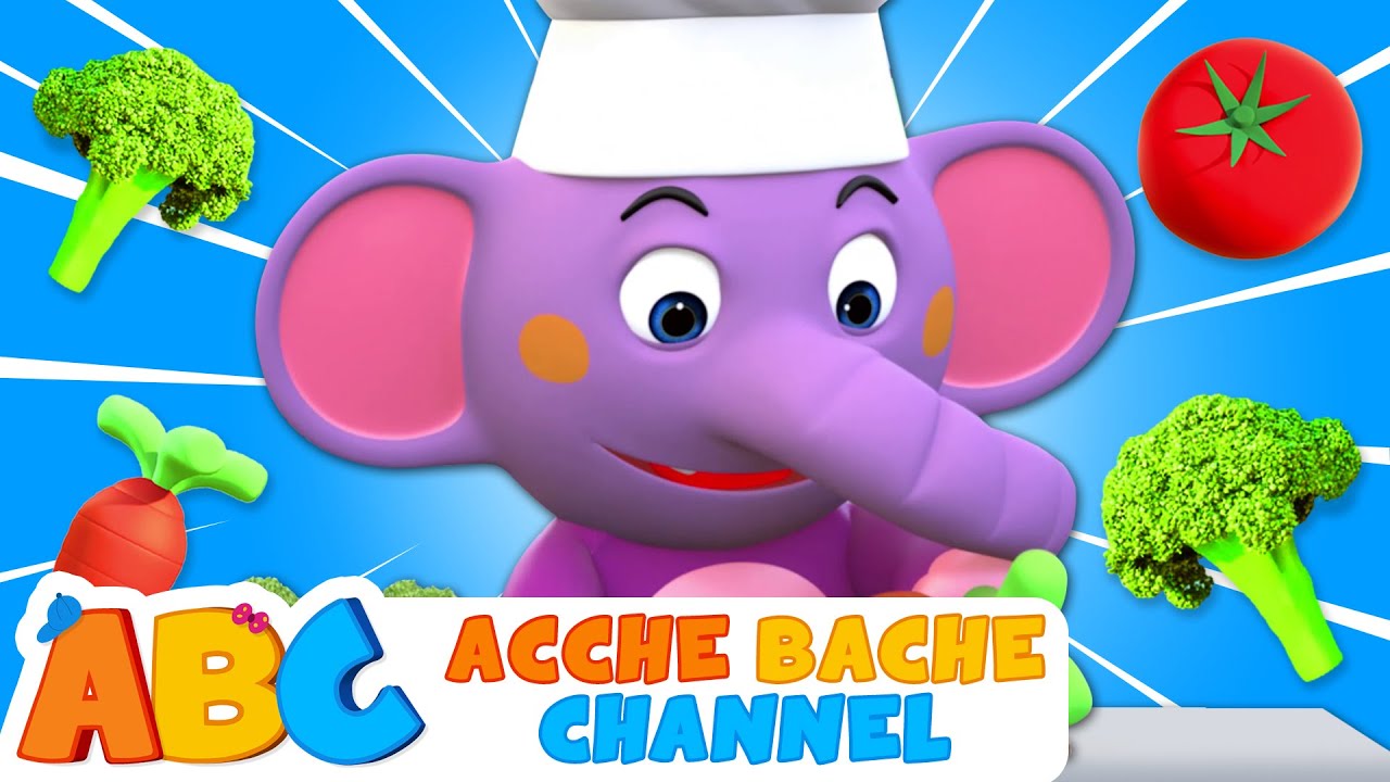 ABC Hindi  I Love Vegetables  Mujhe pasand hai sabziyan  Fun Kids songs  Acche Bache Channel