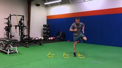 1-leg Medial/Lateral Low Hurdle Hop Mini Bounce w/Stick