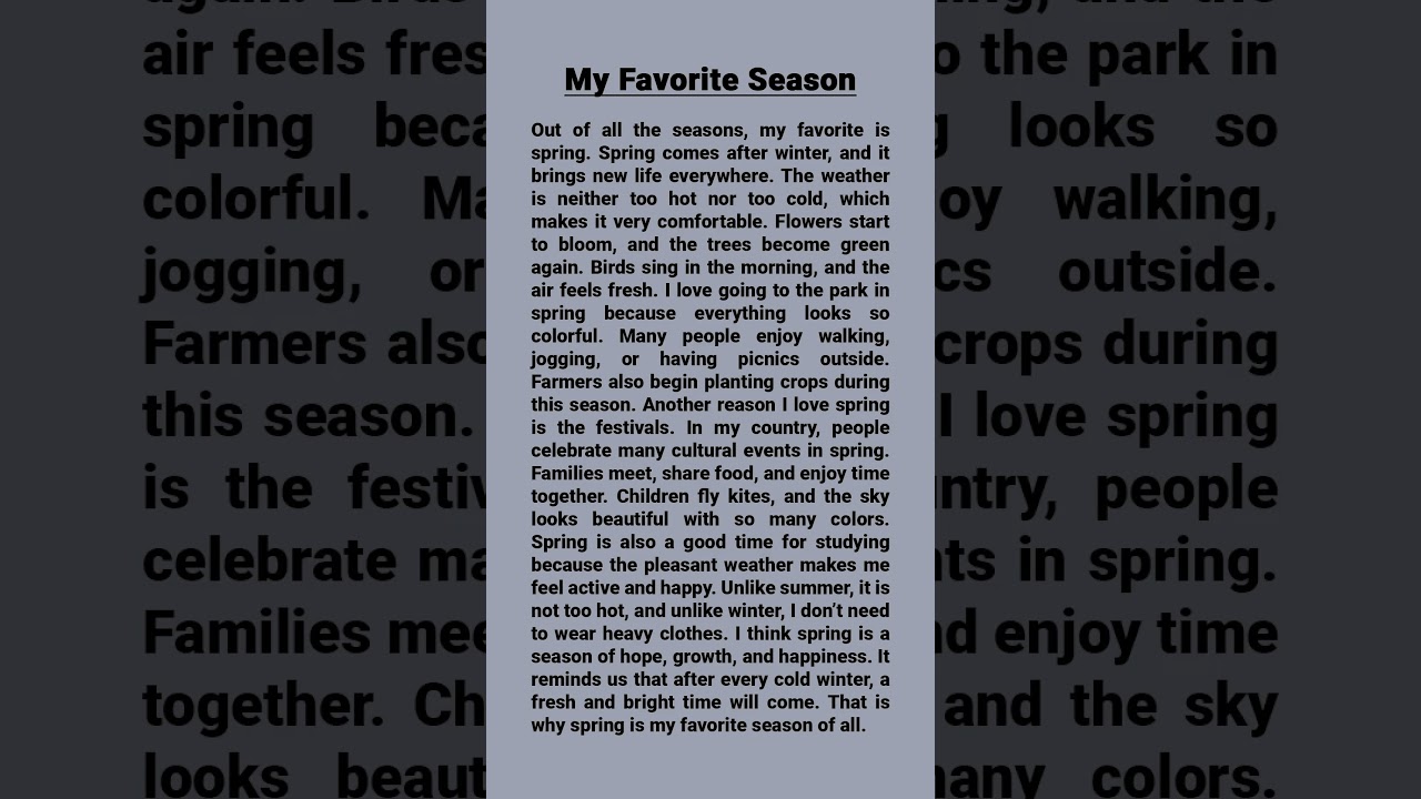 My Favorite Season 🌸 | Easy English Reading | No Sound