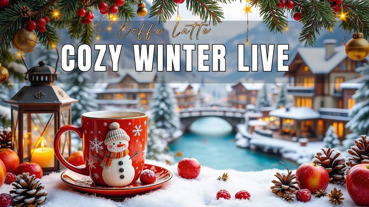 Cozy Winter Café Live ❄️ Warm Christmas Ambience | Relaxing Coffee & Snow Village