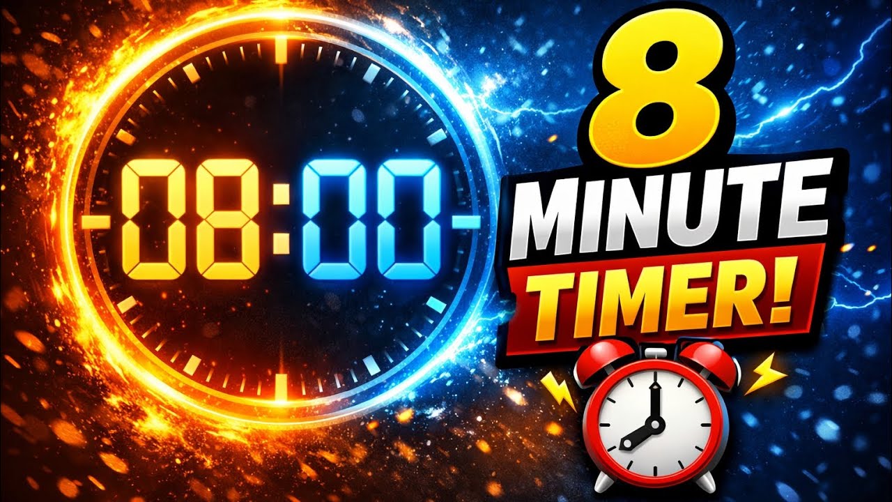 8 Minute Timer for Study, Workout & Meditation | Countdown Clock