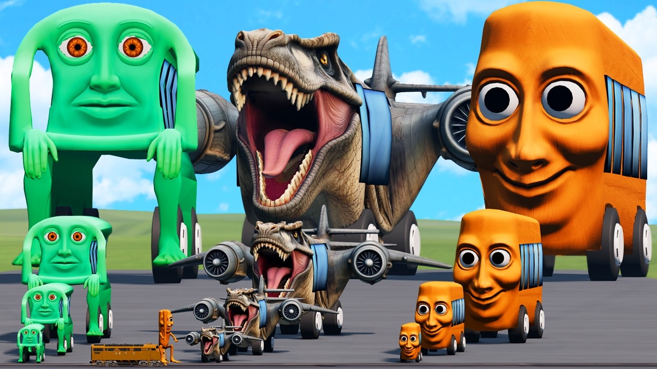 Big & Small Nuclearo Dinossauro Bus vs Karkerkar Kurkur Bus vs Tung Tung Sahur Bus | BeamNG.Drive