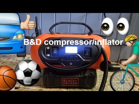 Black and Decker 12v/18v/220v compressor/tire inflator with gauge review 