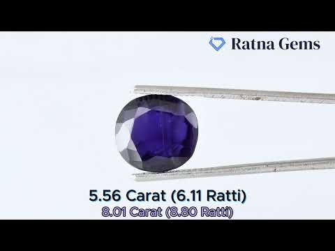 Product Video for: Iolite Stone (Kaka Neeli Stone) 5.56 Carat (6.11 Ratti) Oval Mix Cut - Certified Natural