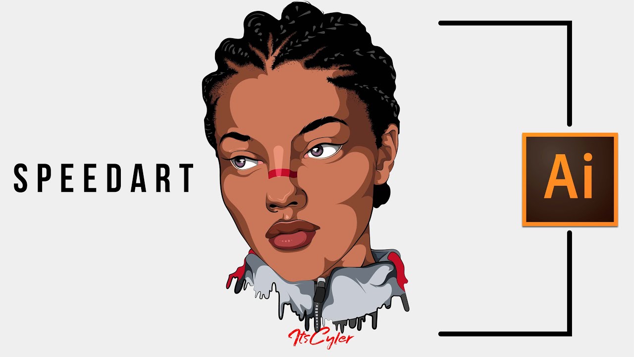 Vector portrait illustration using a mouse pen tool and pencil tool in ...