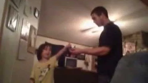 uncle and niece playing around before bedtime