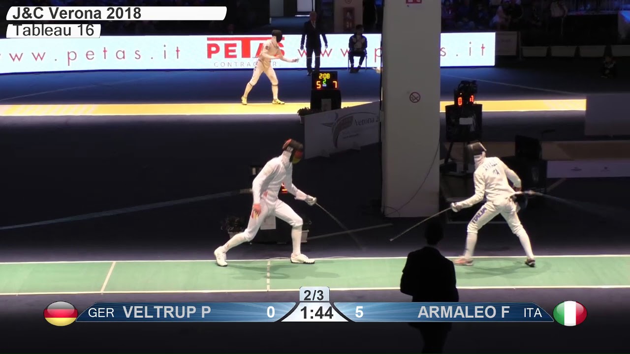 FE T16 08 M E Cadet Individual Verona ITA World Championships GREEN ARMALEO ITA vs VELTRUP GER