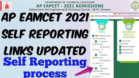 AP EAMCET 2021 Self Reporting Link Updated in site//AP EAMCET 2021 Self Reporting process in Telugu