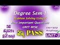 Degree Semester 1 - Problem Solving Using C Most Important Questions UNIT-3 Weightage DegreeExam2026
