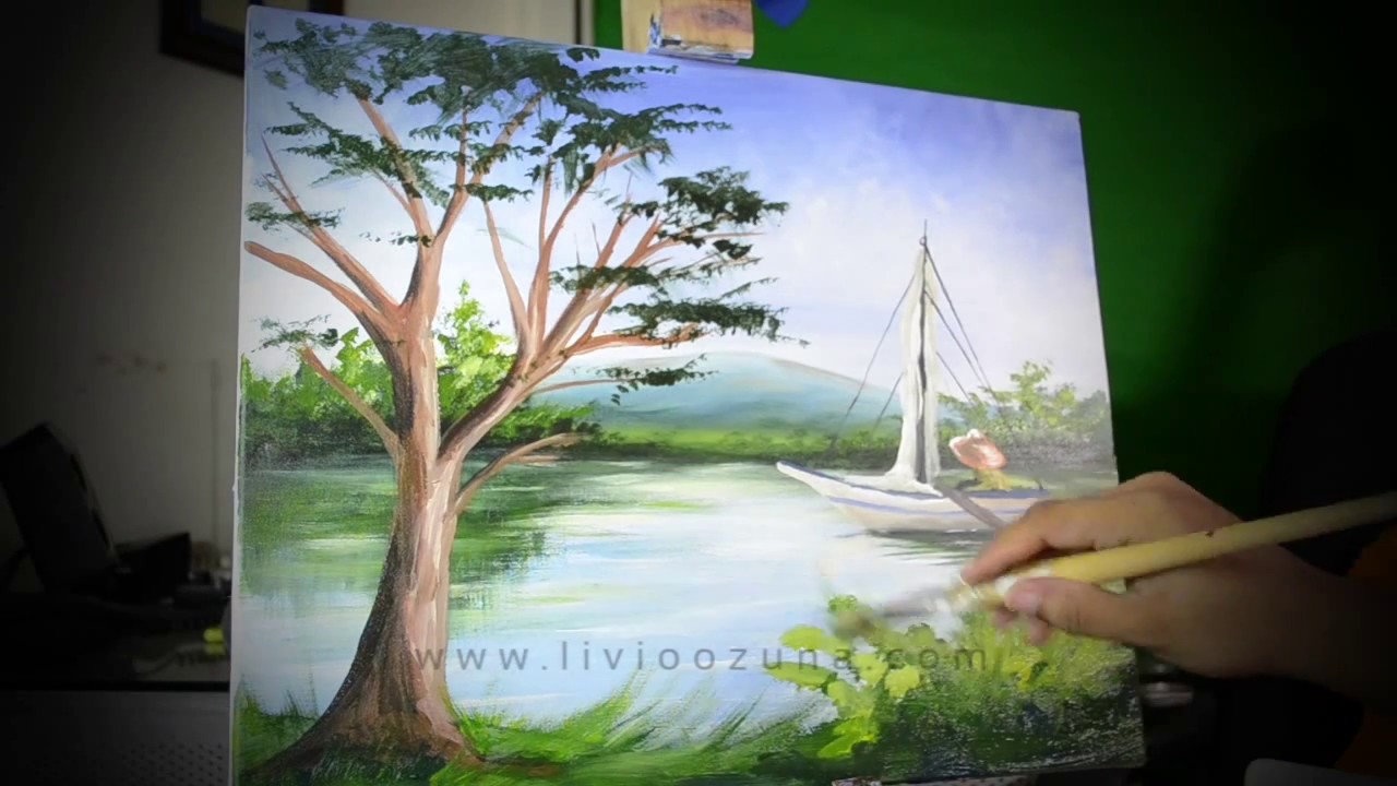 pintura de paisajes en acrílico - COMO DIBUJAR - YouTube