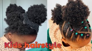 Kids rubber band hairstyle for can’t cornrow or braid mums | 4c natural hairstyle tutorial