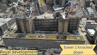 royal Liverpool hospital demolition update with one tower knocked down