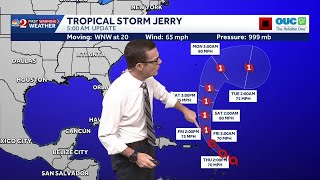 Tropical Storm Jerry gradually intensifying in the Atlantic, NHC says