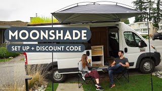 MOONSHADE UNBOXING & SET UP | 🚐 Vanlife Portable Awning + Discount | PROMASTER VAN BUILD | Ep 17