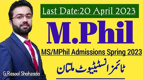 MS/MPhil Admissions Spring 2023 | Times Institute Multan