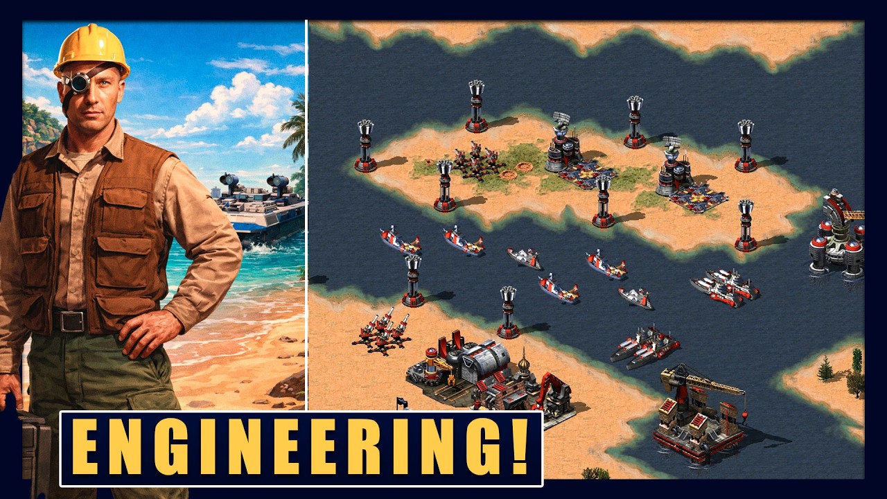 Red Alert 2 | Sneaky Engineer Rush | 1 vs 7 Brutal Ai